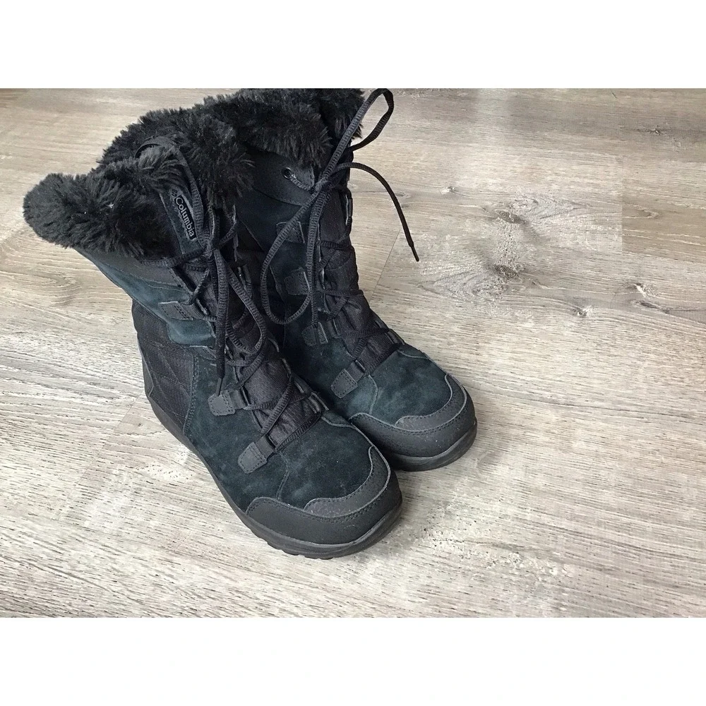 Columbia Ice Maiden II Waterproof Boots Black Faux Fur BL 1581-011 Womens 7.5